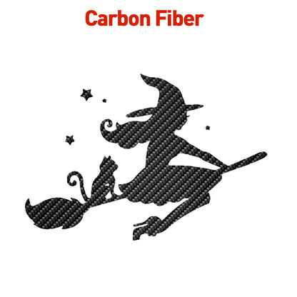 Cute Witch and Cat Car Decal Sticker carbon-fiber l-28cm-x-39cm by HitMyNeed