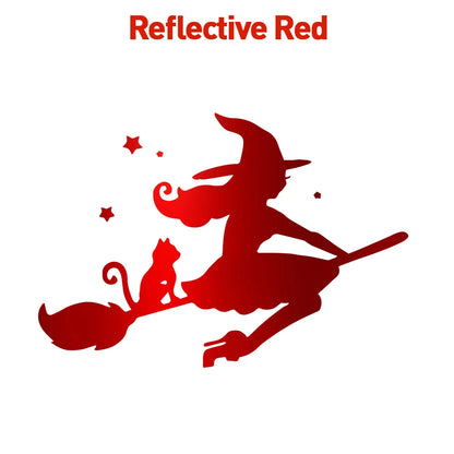 Cute Witch and Cat Car Decal Sticker reflective-red l-28cm-x-39cm by HitMyNeed