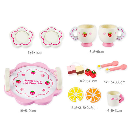 Cute Wooden Play Tea Set for Kids (17 Pieces) by HitMyNeed