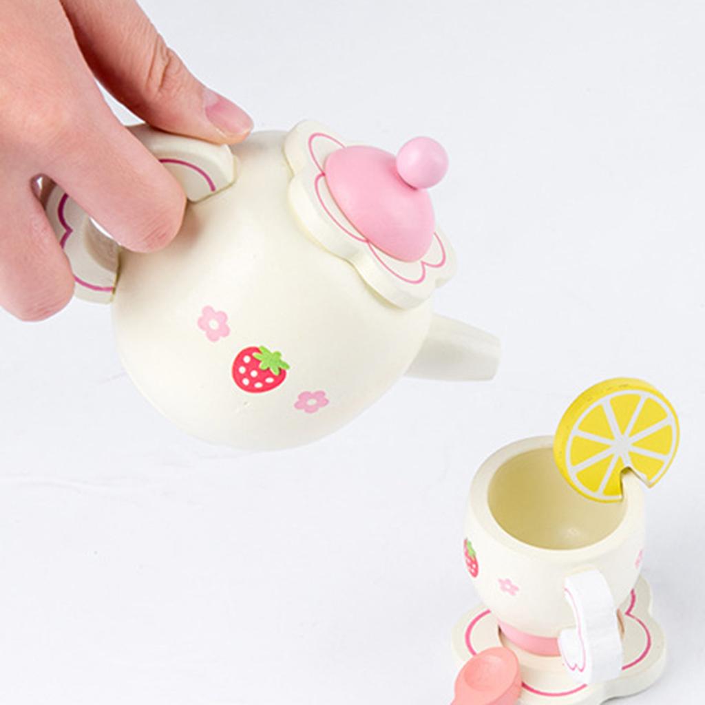 Cute Wooden Play Tea Set for Kids (17 Pieces) by HitMyNeed