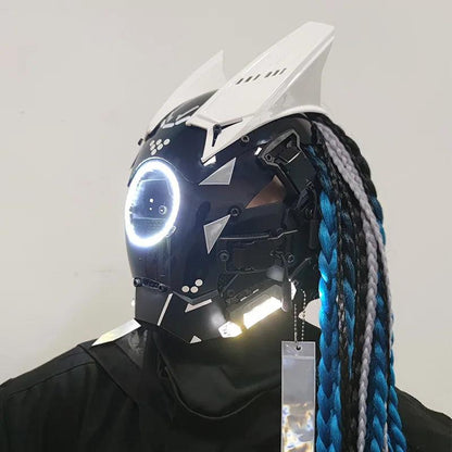 Cyberpunk LED Armoured Mask for Adults - White beige by HitMyNeed