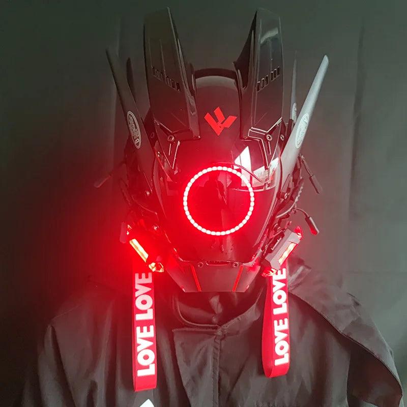 Cyberpunk LED Armoured Mask for Adults - White champagne by HitMyNeed