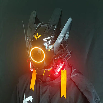 Cyberpunk LED Armoured Mask for Adults - White clear by HitMyNeed