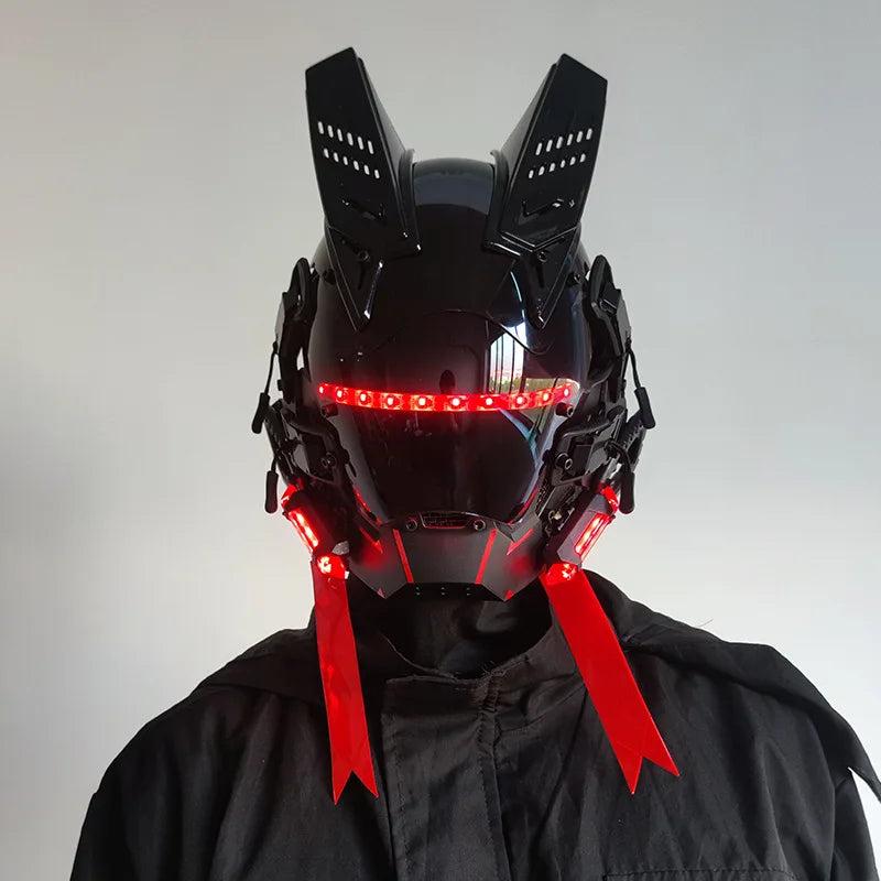 Cyberpunk LED Armoured Mask for Adults - White light-grey by HitMyNeed