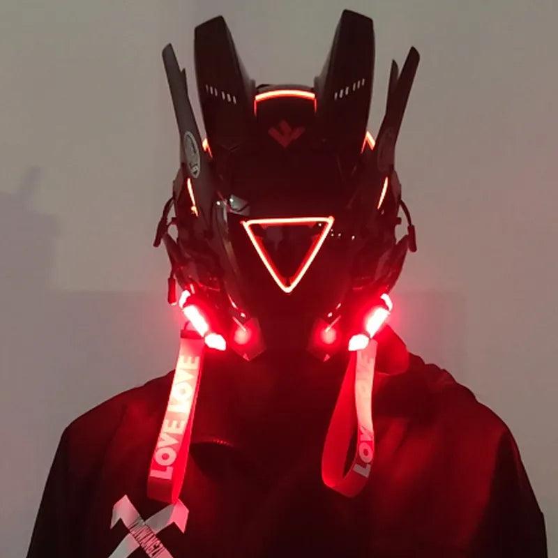 Cyberpunk LED Armoured Mask for Adults - White mask-10 by HitMyNeed