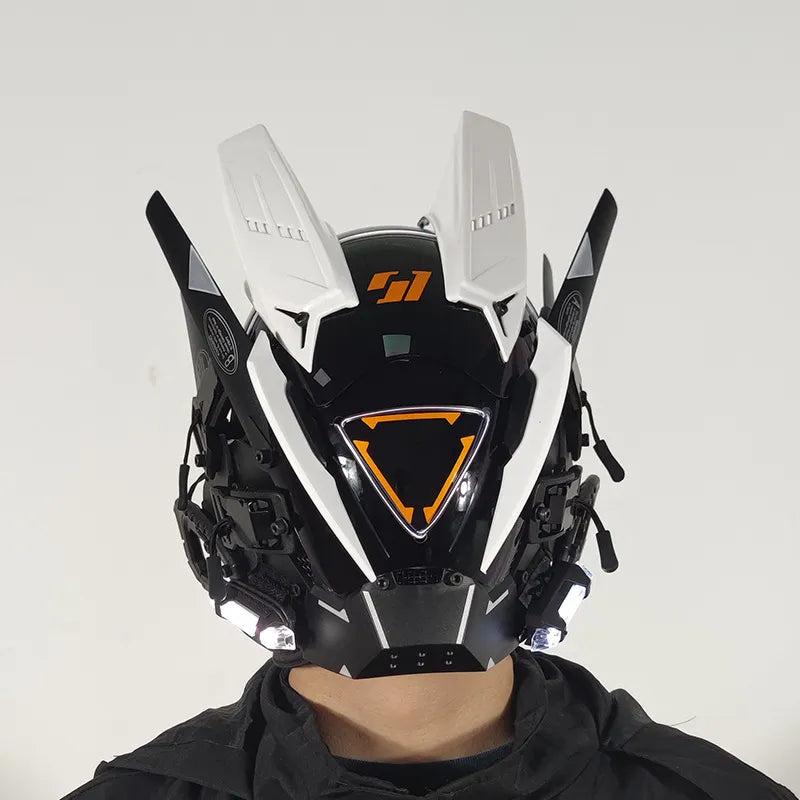 Cyberpunk LED Armoured Mask for Adults - White mask-193 by HitMyNeed