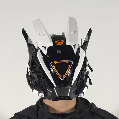 Cyberpunk LED Armoured Mask for Adults - White mask-193 by HitMyNeed