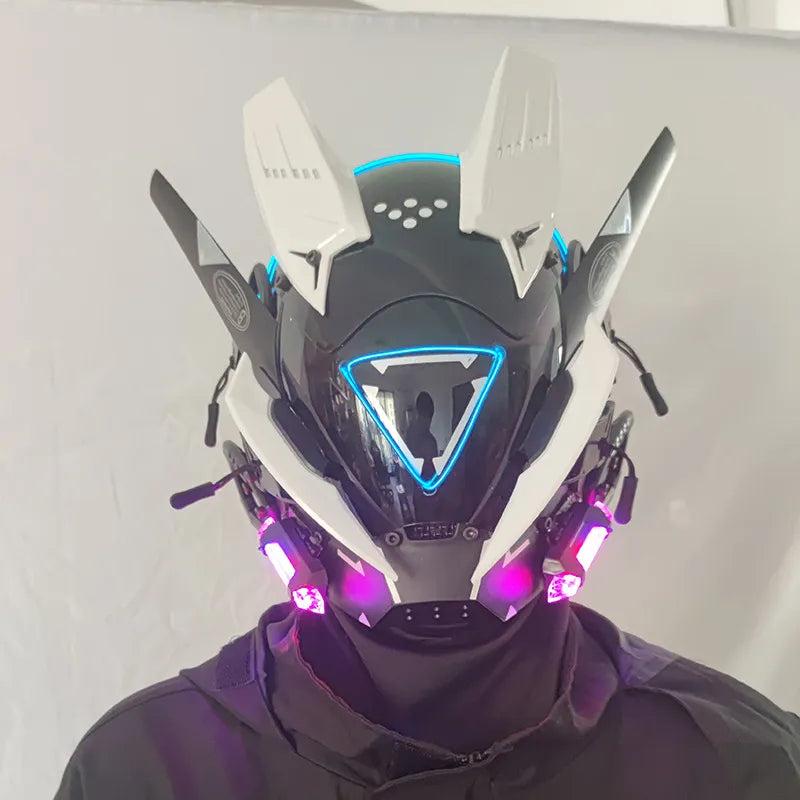 Cyberpunk LED Armoured Mask for Adults - White mask-200002130 by HitMyNeed