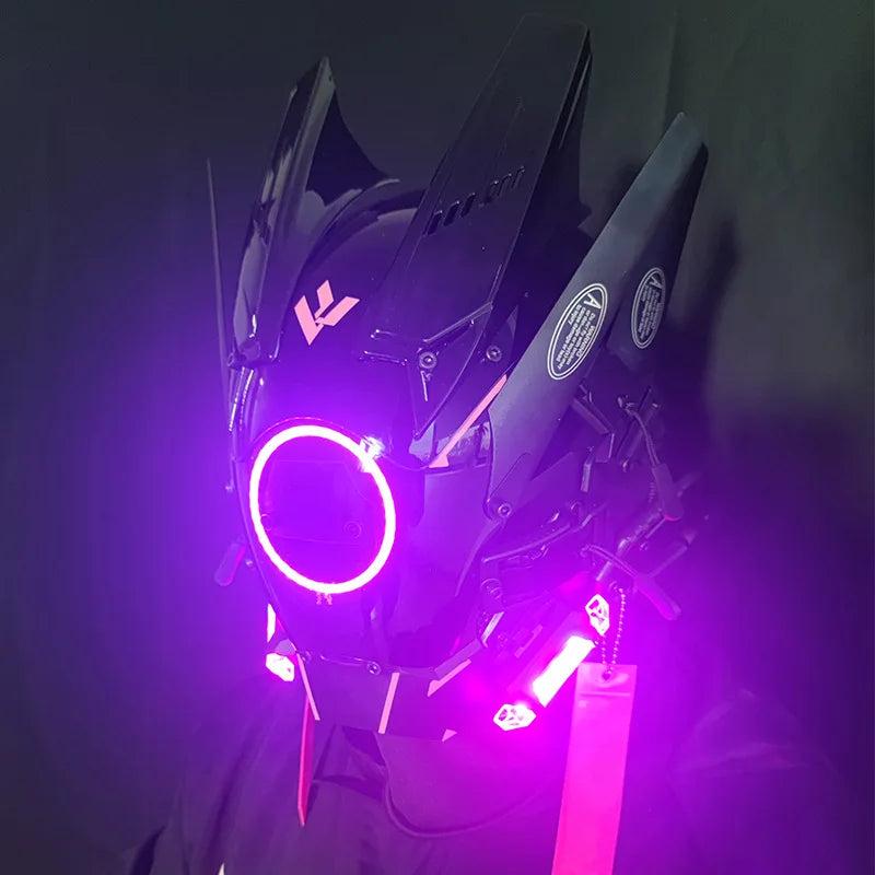 Cyberpunk LED Armoured Mask for Adults - White mask-366 by HitMyNeed