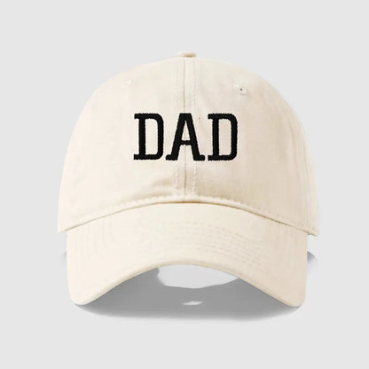 DAD MOM Embroidered Cotton Baseball Cap dad-beige-black by HitMyNeed