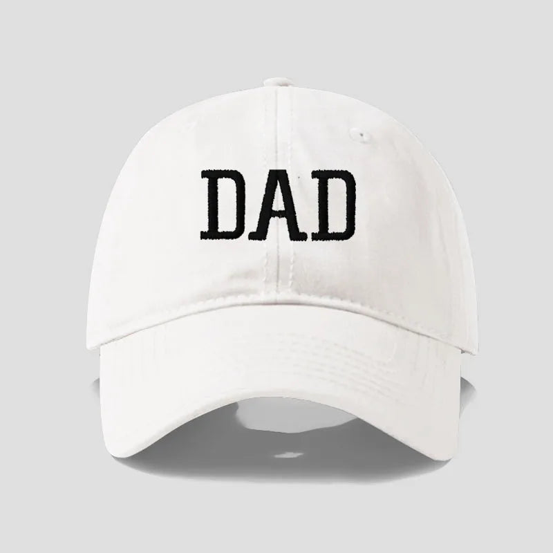 DAD MOM Embroidered Cotton Baseball Cap dad-white-black by HitMyNeed