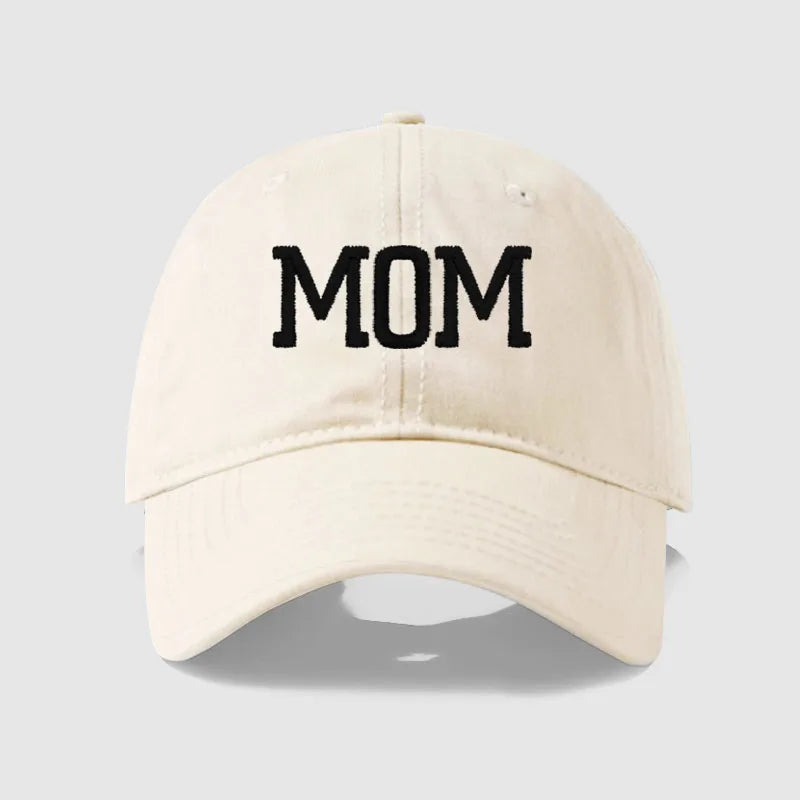 DAD MOM Embroidered Cotton Baseball Cap mom-beige-black by HitMyNeed
