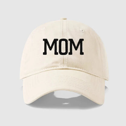 DAD MOM Embroidered Cotton Baseball Cap mom-beige-black by HitMyNeed
