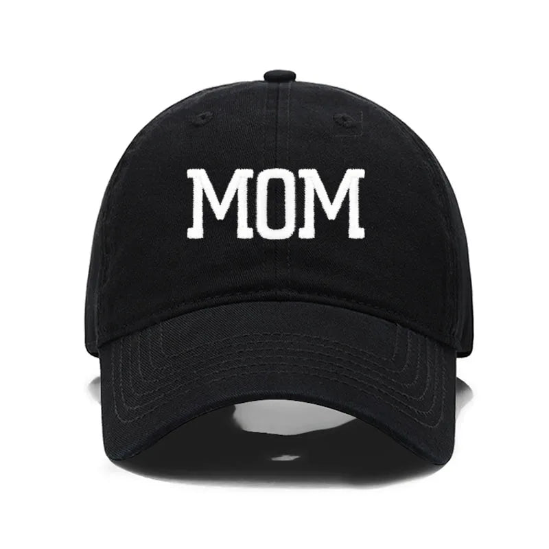 DAD MOM Embroidered Cotton Baseball Cap mom-black-white by HitMyNeed