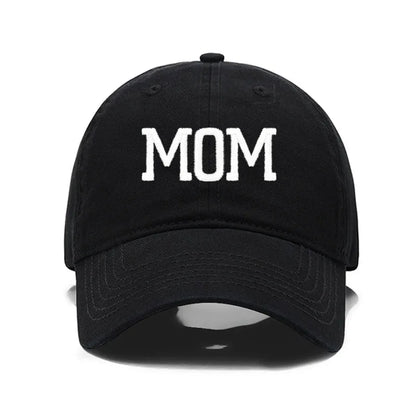 DAD MOM Embroidered Cotton Baseball Cap mom-black-white by HitMyNeed
