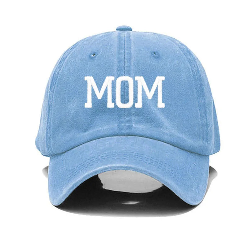 DAD MOM Embroidered Cotton Baseball Cap mom-blue by HitMyNeed