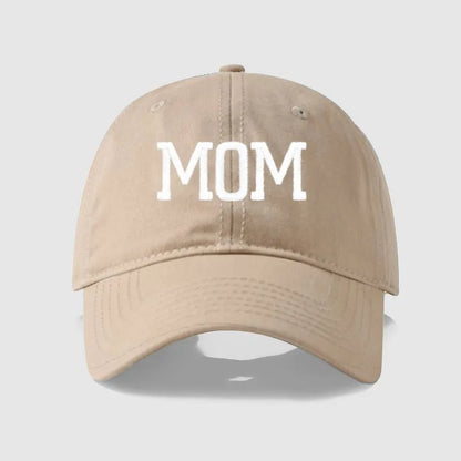 DAD MOM Embroidered Cotton Baseball Cap mom-khaki-white by HitMyNeed