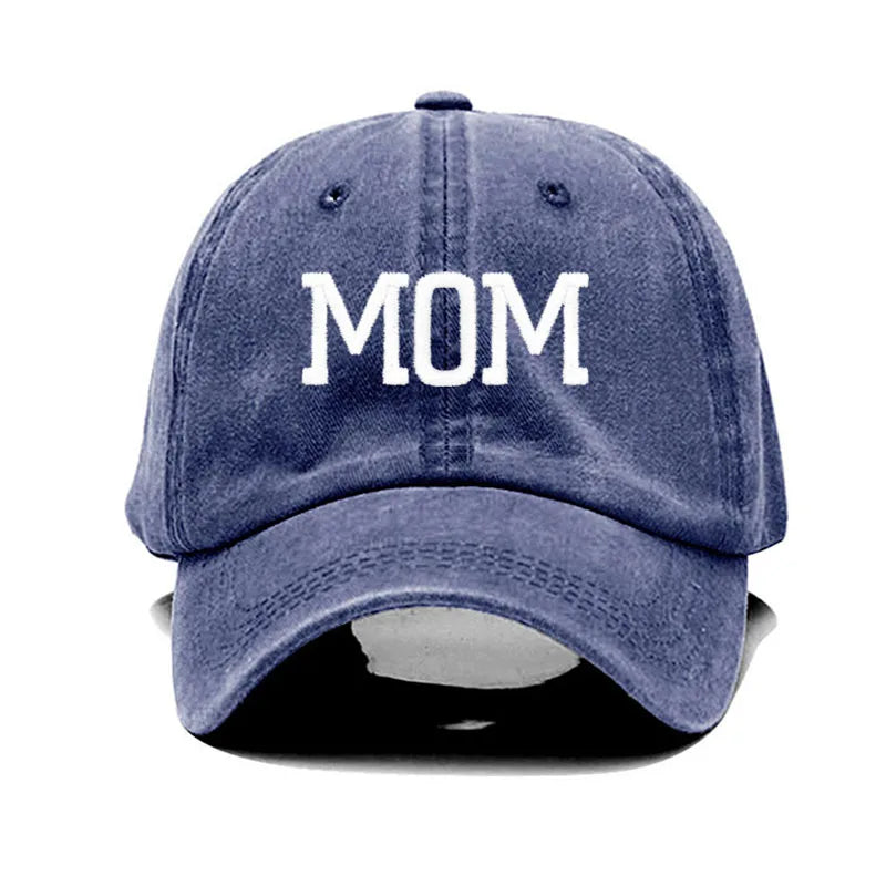 DAD MOM Embroidered Cotton Baseball Cap mom-navy by HitMyNeed