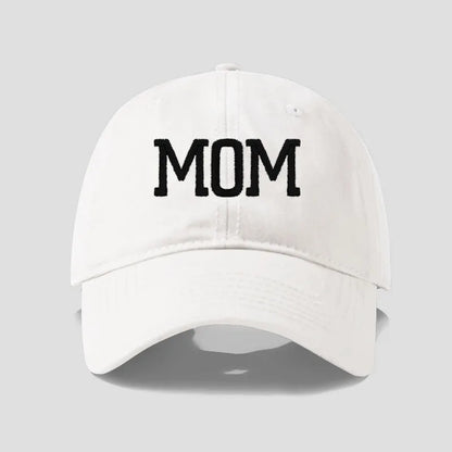 DAD MOM Embroidered Cotton Baseball Cap mom-white-black by HitMyNeed