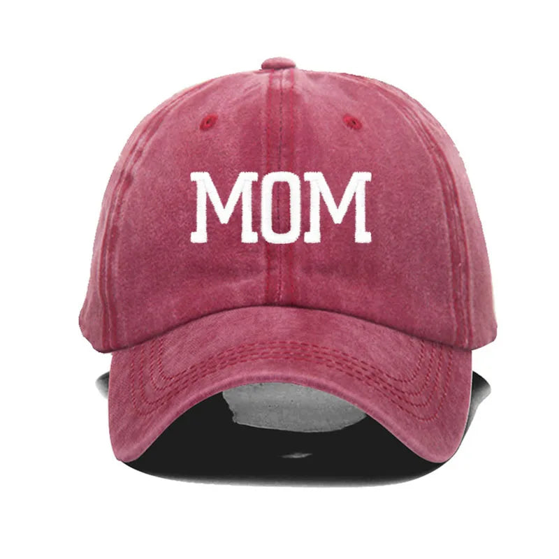 DAD MOM Embroidered Cotton Baseball Cap mom-wine-red by HitMyNeed