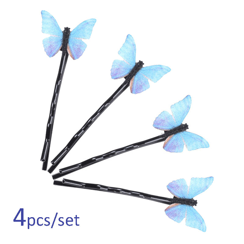 Dainty Blue Butterfly Hair Pins Set of 4 by HitMyNeed