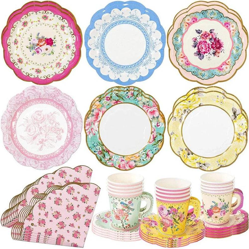 Dainty Floral Tea Party Paper Plates, 7" (8 Pack) by HitMyNeed
