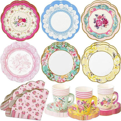 Dainty Floral Tea Party Paper Plates, 7" (8 Pack) by HitMyNeed