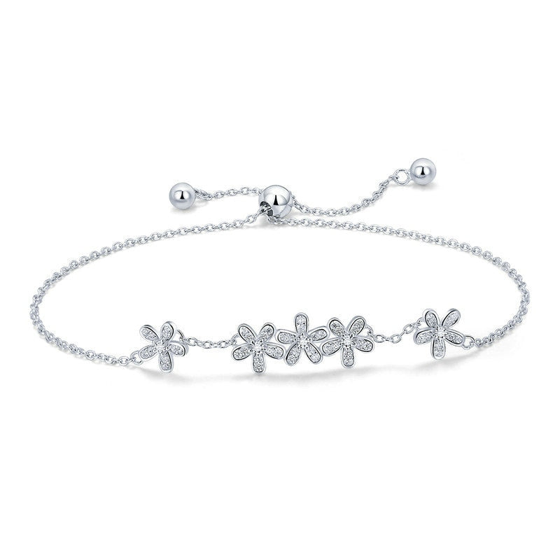 Daisy Bracelet in S925 Silver with Zircon Crystals by HitMyNeed