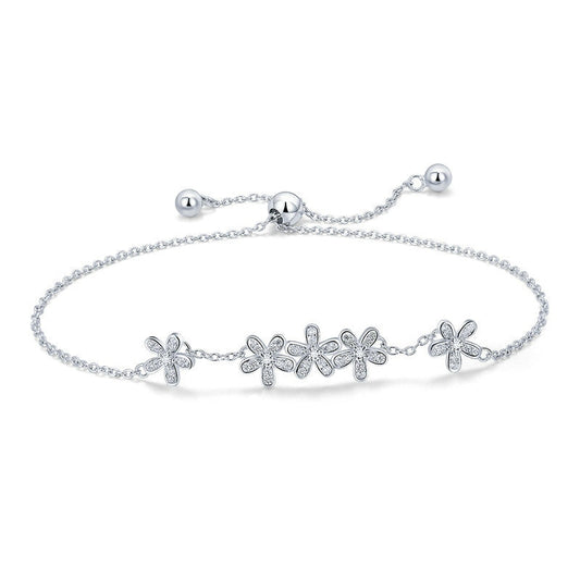 Daisy Bracelet in S925 Silver with Zircon Crystals by HitMyNeed
