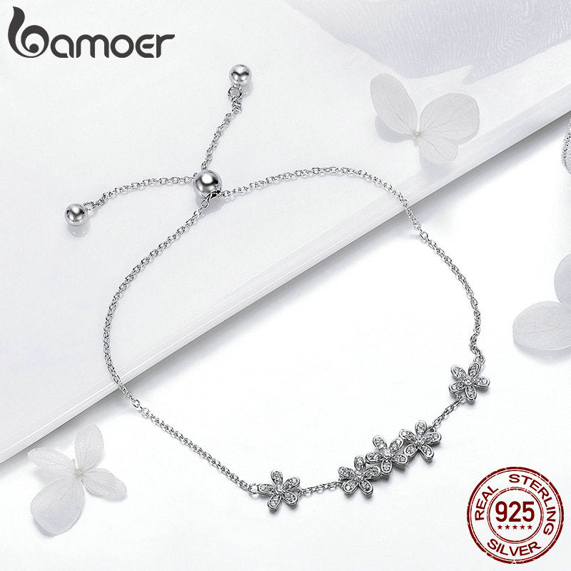Daisy Bracelet in S925 Silver with Zircon Crystals by HitMyNeed