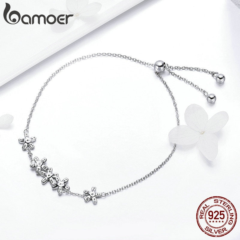 Daisy Bracelet in S925 Silver with Zircon Crystals by HitMyNeed