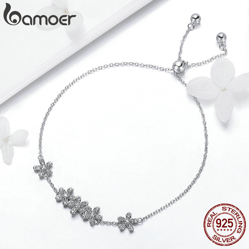 Daisy Bracelet in S925 Silver with Zircon Crystals by HitMyNeed