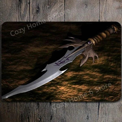 Damascus Bowie Knife Vintage Tin Wall Sign 13 by HitMyNeed
