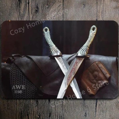 Damascus Bowie Knife Vintage Tin Wall Sign 21 by HitMyNeed