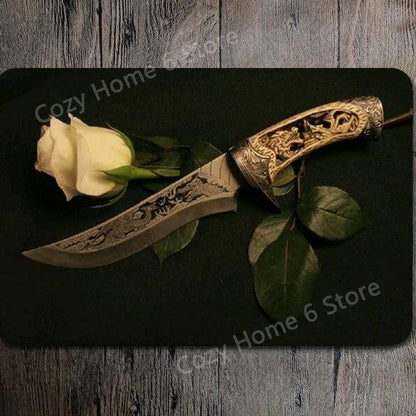 Damascus Bowie Knife Vintage Tin Wall Sign 22 by HitMyNeed