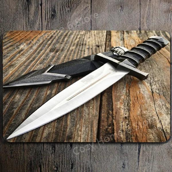 Damascus Bowie Knife Vintage Tin Wall Sign 24 by HitMyNeed