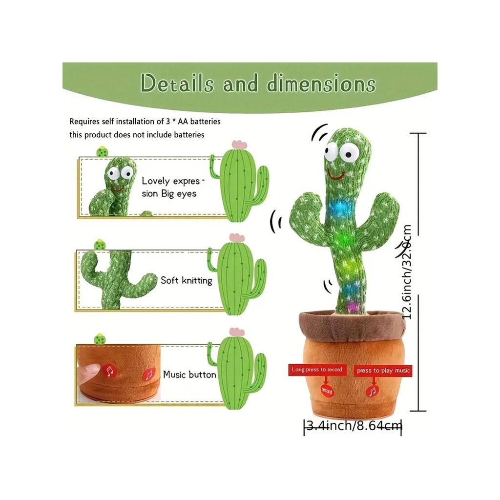 Dancing Talking Cactus Toy with Singing & Recording by HitMyNeed