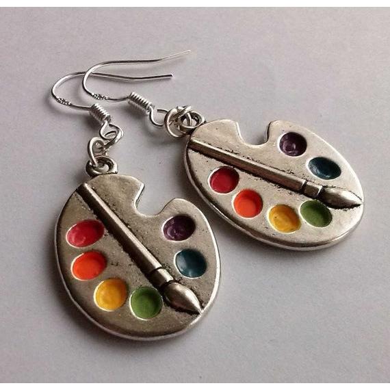 Dangle Paint Palette Earrings for Artists (1 Pair) by HitMyNeed