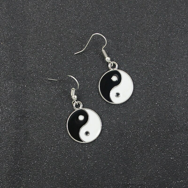 Dangling Metal Yin and Yang Earrings by HitMyNeed