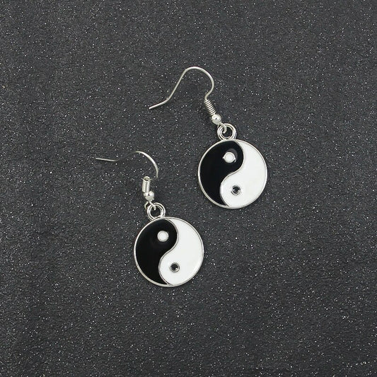 Dangling Metal Yin and Yang Earrings by HitMyNeed