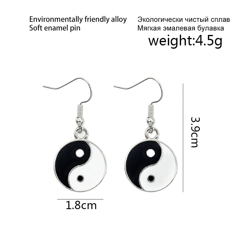 Dangling Metal Yin and Yang Earrings by HitMyNeed