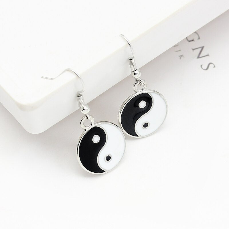 Dangling Metal Yin and Yang Earrings by HitMyNeed