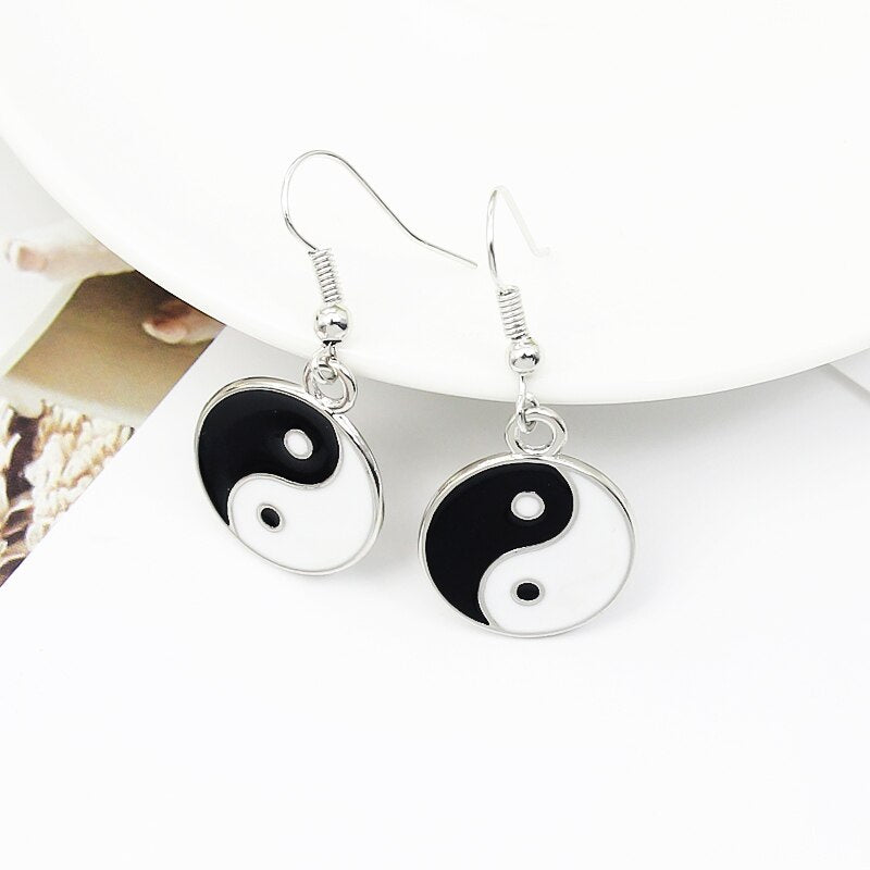 Dangling Metal Yin and Yang Earrings by HitMyNeed
