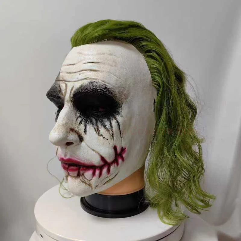 Dark Knight Joker Latex Cosplay Mask with Green Hair by HitMyNeed