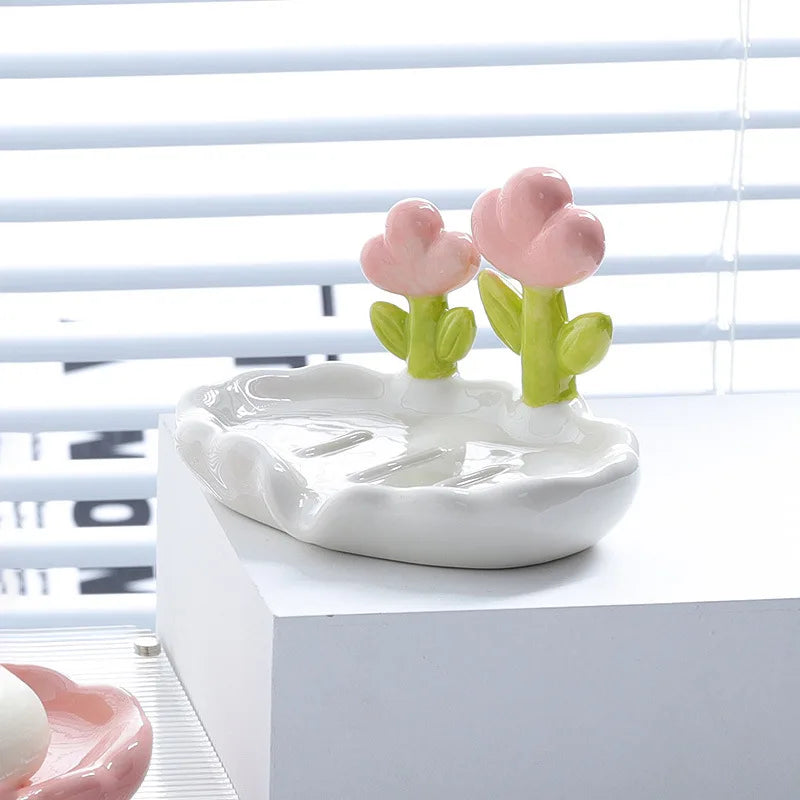 Decorative Flower Soap Dish with Drainage by HitMyNeed