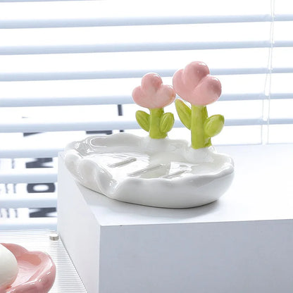 Decorative Flower Soap Dish with Drainage by HitMyNeed