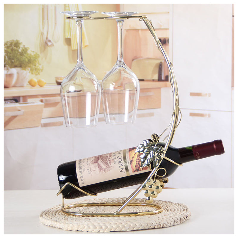 Decorative Metal Wine Bottle and Glass Holder Rack by HitMyNeed