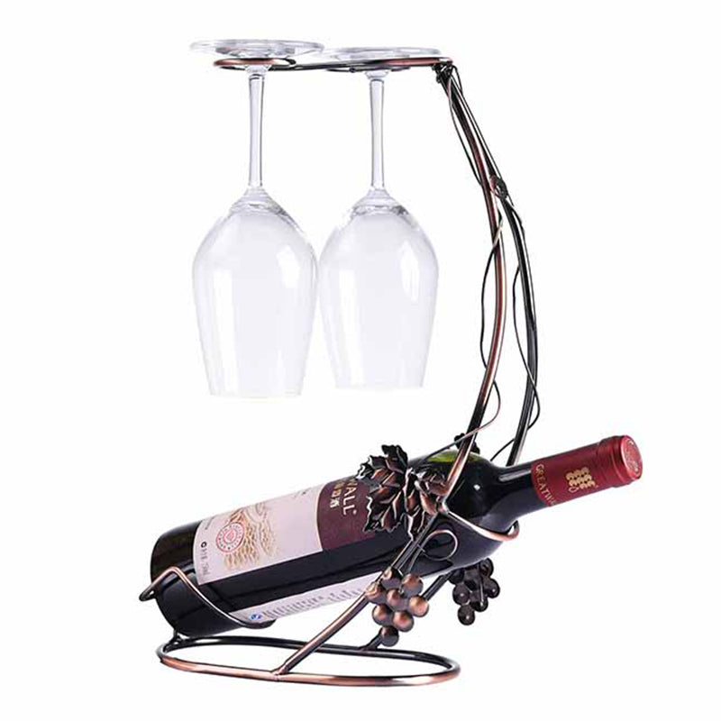 Decorative Metal Wine Bottle and Glass Holder Rack by HitMyNeed