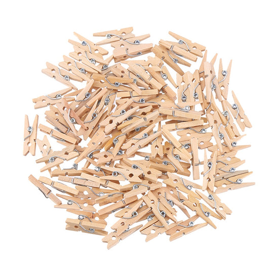 Decorative Mini Wooden Clips for DIY, 100 Pack by HitMyNeed