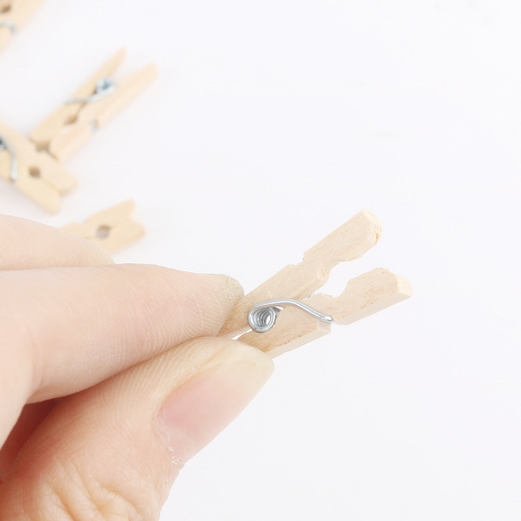 Decorative Mini Wooden Clips for DIY, 100 Pack by HitMyNeed